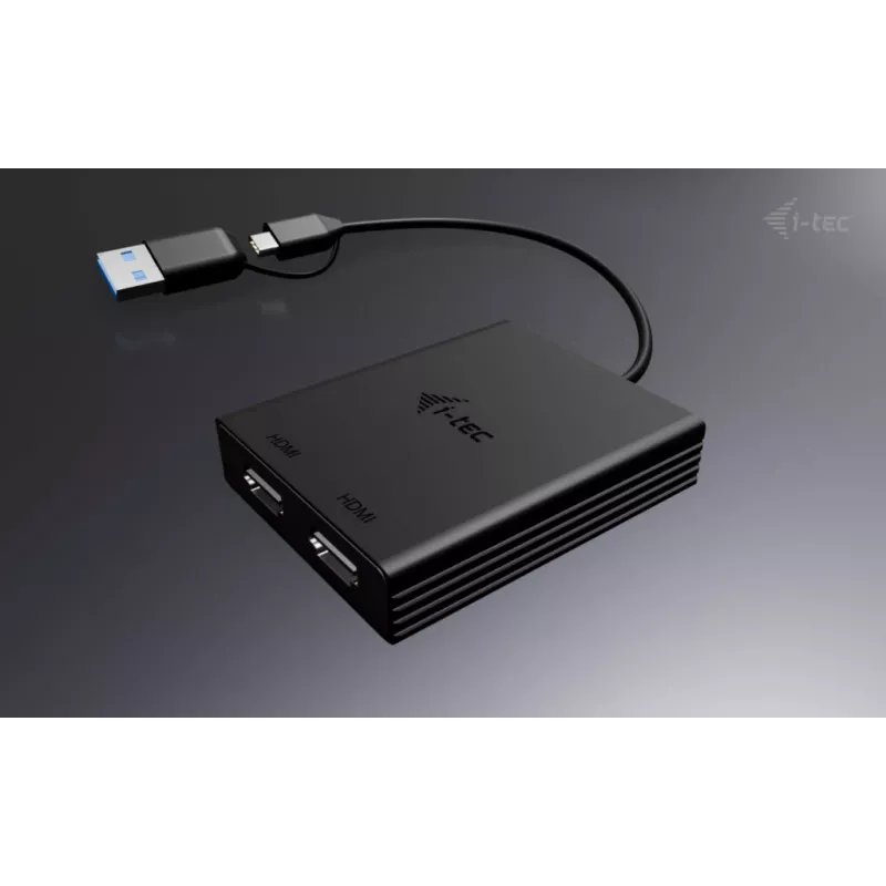 i-tec USB-A/USB-C Dual 4K/60 Hz HDMI Video Adapter, 0,27 m, USB Typ-A/USB Typ-C, 2 x HDMI, Stecker, Buchse, 3840 x 2160 Pixel