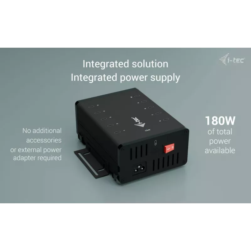 i-tec USB-C/USB-A Metall-Lade- + Daten-HUB, 15 W pro Port, 10x USB-C