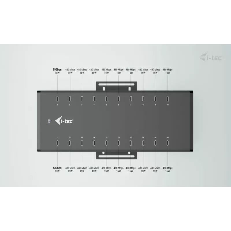 i-tec USB-C/USB-A Metal Charging + data HUB, 15W pro Anschluss, 20x USB-C
