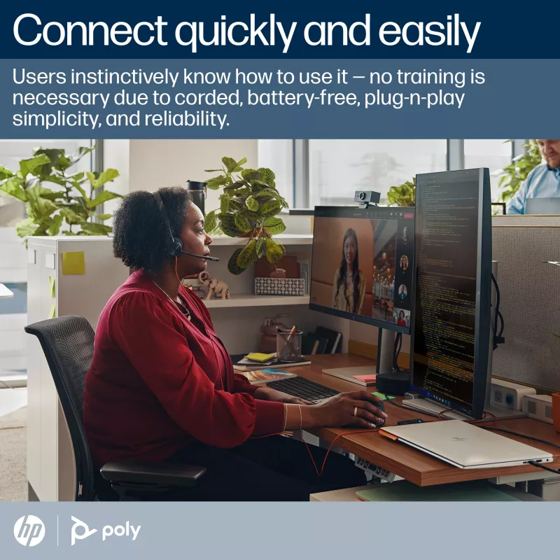 HP Poly Schwarzwire 3310 monaurales Microsoft Teams zertifiziertes USB-C Headset + USB-C/A Adapter