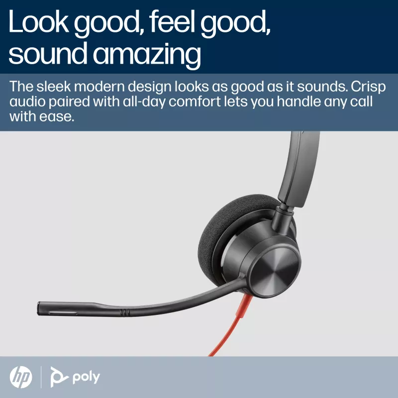 HP Poly Schwarzwire 3310 monaurales Microsoft Teams zertifiziertes USB-C Headset + USB-C/A Adapter