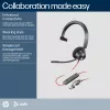 HP Poly Schwarzwire 3310 monaurales Microsoft Teams zertifiziertes USB-C Headset + USB-C/A Adapter