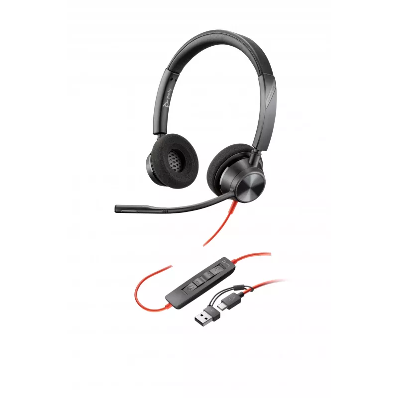 HP Poly Schwarzwire 3320 Stereo-USB-C-Headset +USB-C/A-Adapter