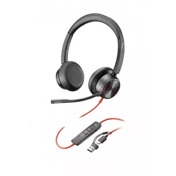 HP Poly Schwarzwire 8225 Stereo USB-C Headset +USB-C/A Adapter