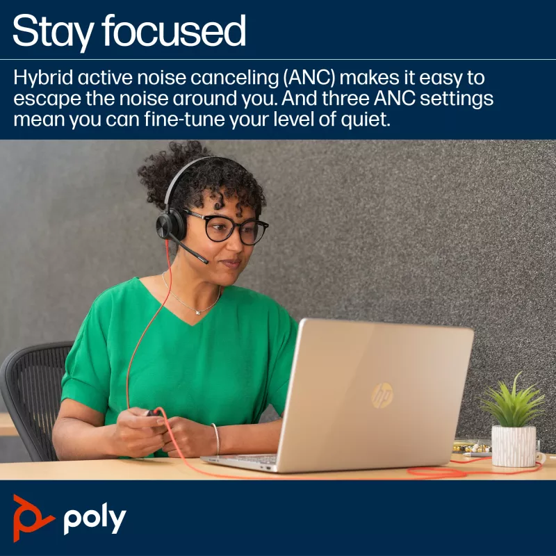 HP Poly Schwarzwire 8225 Stereo USB-C Headset +USB-C/A Adapter