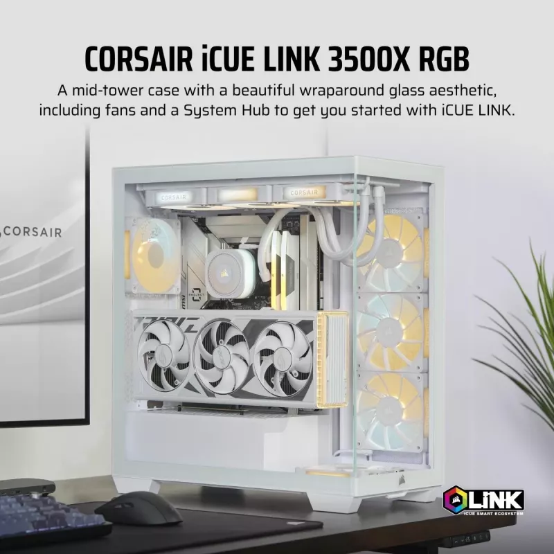 CORSAIR Pc Case - Icue Link 3500x RGB Mid-tower - White