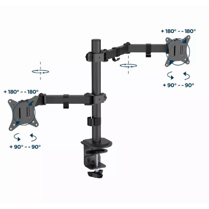 GEMBIRD Adjustable Desk Mounted Double Monitor Arm, 17in-32in