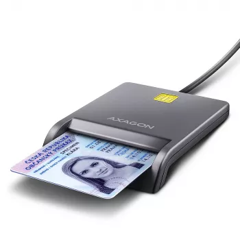 Axagon CRE-SM3T USB-A Smart-/ID-Kartenleser, flach, USB 2.0, 1,3 m, Schwarz, 56 g