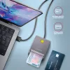 Axagon CRE-SM3T USB-A Smart-/ID-Kartenleser, flach, USB 2.0, 1,3 m, Schwarz, 56 g