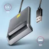 Axagon CRE-SM3T USB-A Smart-/ID-Kartenleser, flach, USB 2.0, 1,3 m, Schwarz, 56 g