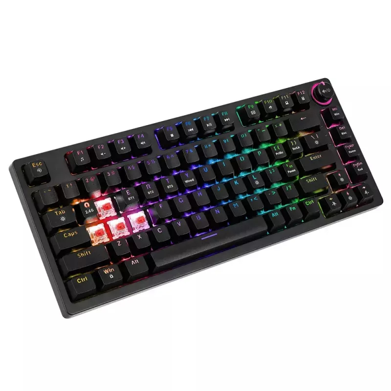 Gaming-Tastatur Savio SAVGK-PHENIX Gelb USB RF Wireless Bluetooth Mechanisch 82 Tasten RGB