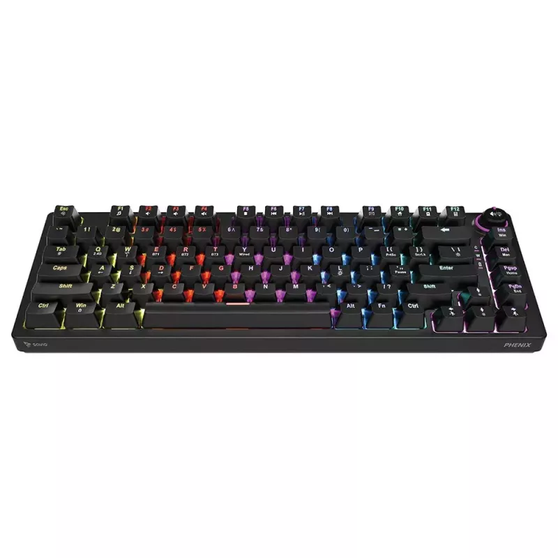 Gaming-Tastatur Savio SAVGK-PHENIX Gelb USB RF Wireless Bluetooth Mechanisch 82 Tasten RGB