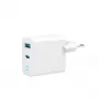 GEMBIRD 2-Port 30W GaN USB-Schnellladegerät LED Weiß — 1x USB-C PD 30W, 1x USB-A, 100–240V, 92 g