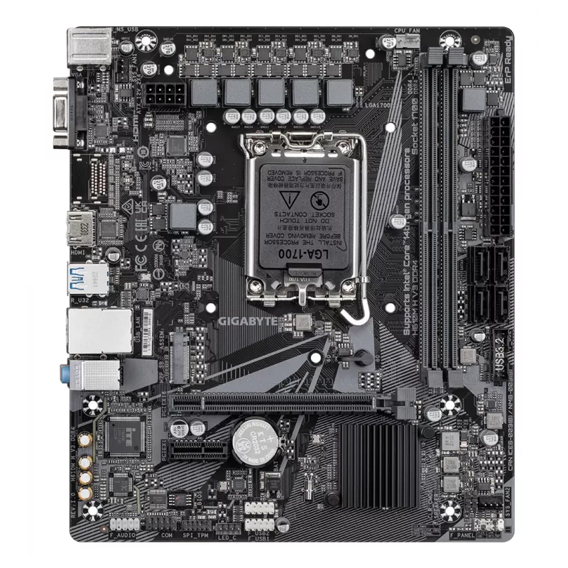 GIGABYTE H610M H V3 DDR4 Motherboard - Unterstützt Intel Core 14. Gen CPUs, 4+1+1 Hybrid Phasen Digital VRM, bis zu 3200 MHz DDR4, 1x PCIe 3.0 M.2, GbE LAN, USB 3.2 Gen 1