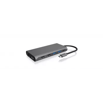 ICY BOX IB-DK4050-CPD Kabelgebunden USB 3.2 Gen 1 (3.1 Gen 1) Typ-C Anthrazit