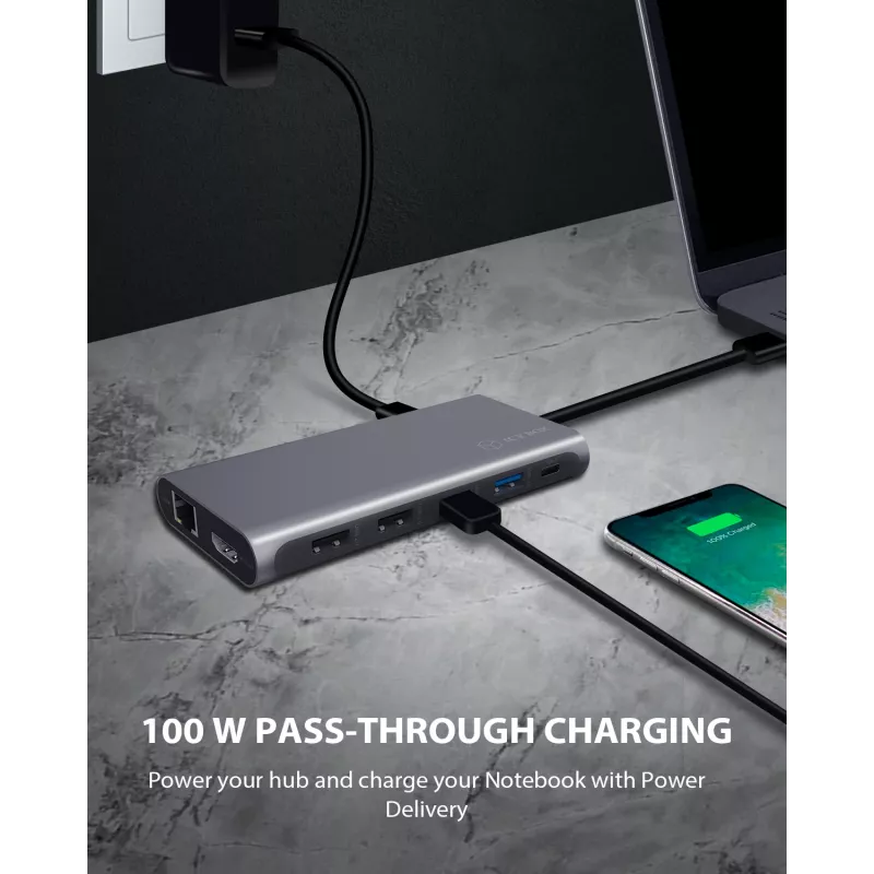 ICY BOX IB-DK4050-CPD Kabelgebunden USB 3.2 Gen 1 (3.1 Gen 1) Typ-C Anthrazit