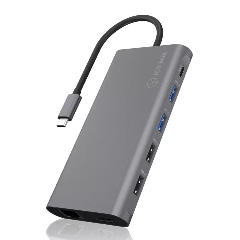 ICY BOX IB-DK4050-CPD Kabelgebunden USB 3.2 Gen 1 (3.1 Gen 1) Typ-C Anthrazit