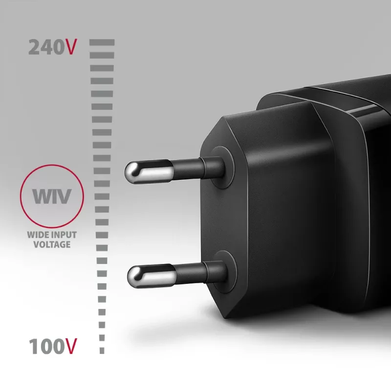 Wandladegerät Axagon ACU-PD20 1x QC3.0/AFC/FCP/PD Typ-C 20W Schwarz