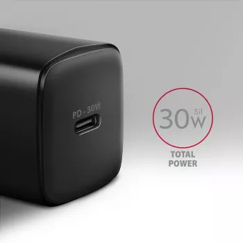Axagon ACU-PD30 PD3.0 & QC4+ 1x AUSGANG Wandladegerät 30W, Innenbereich, AC, Schwarz