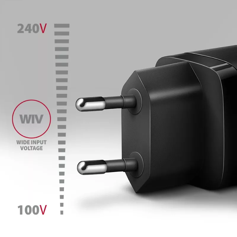 Axagon ACU-PD30 PD3.0 & QC4+ 1x AUSGANG Wandladegerät 30W, Innenbereich, AC, Schwarz