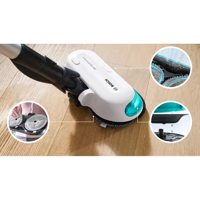 Bosch BCS71HYG1 Stabstauger/Elektrobürste Batterie Trocken-Nass HEPA Beutellos 0,3 L 23,5 W Schwarz, Weiß 3 Ah