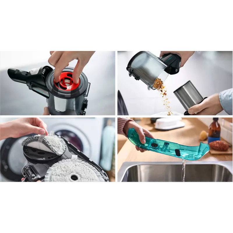 Bosch BCS71HYG1 Stabstauger/Elektrobürste Batterie Trocken-Nass HEPA Beutellos 0,3 L 23,5 W Schwarz, Weiß 3 Ah