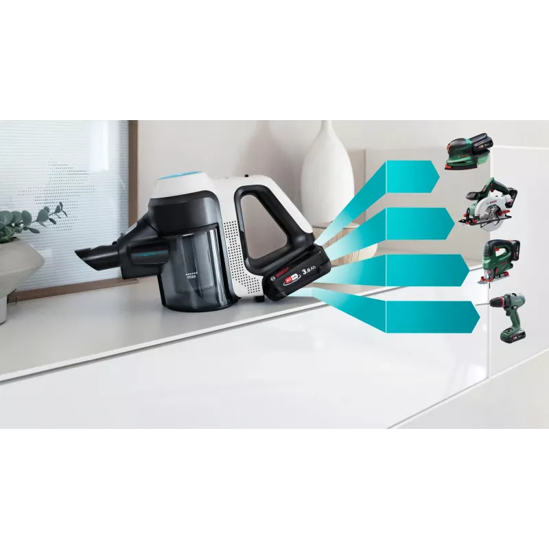 Bosch BCS71HYG1 Stabstauger/Elektrobürste Batterie Trocken-Nass HEPA Beutellos 0,3 L 23,5 W Schwarz, Weiß 3 Ah