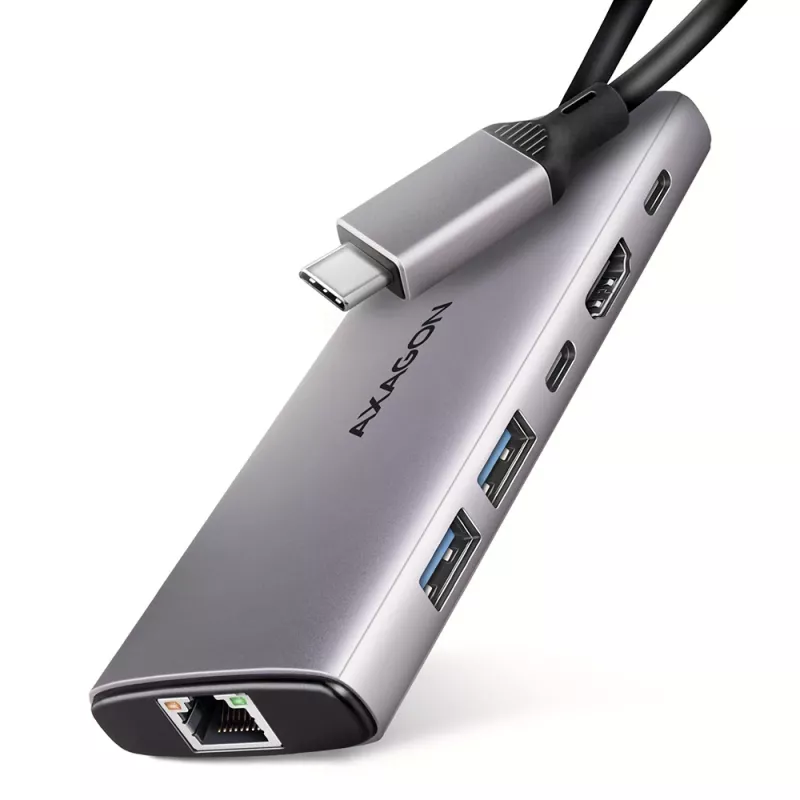 Axagon HMC-6G2L USB 10Gbps Hub, 2x USB-A, 1x USB-C, HDMI 4k/60Hz, RJ-45, PD 100W