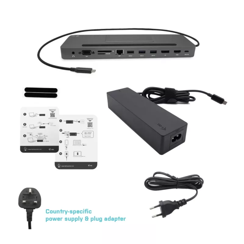 i-tec Metal SB-C Ergonomische 4K 3x Display Dockingstation mit Power Delivery 85 W + Universalladegerät 100 W