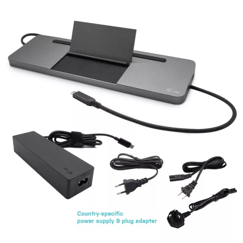 i-tec Metal SB-C Ergonomische 4K 3x Display Dockingstation mit Power Delivery 85 W + Universalladegerät 100 W