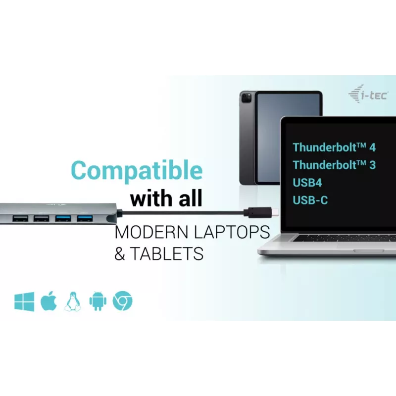 i-tec Metal USB-C Nano 2x Display Docking Station mit PD 100 W + Ladegerät 100W