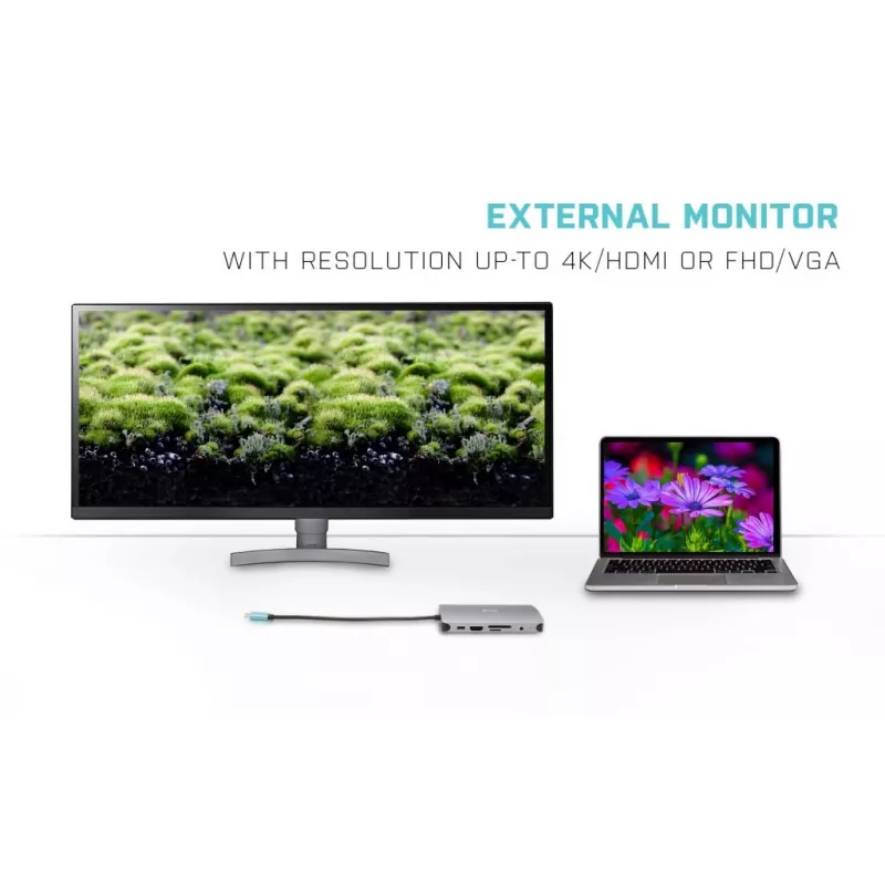 i-tec Metal USB-C Nano Dock HDMI/VGA mit LAN + Ladegerät 100 W
