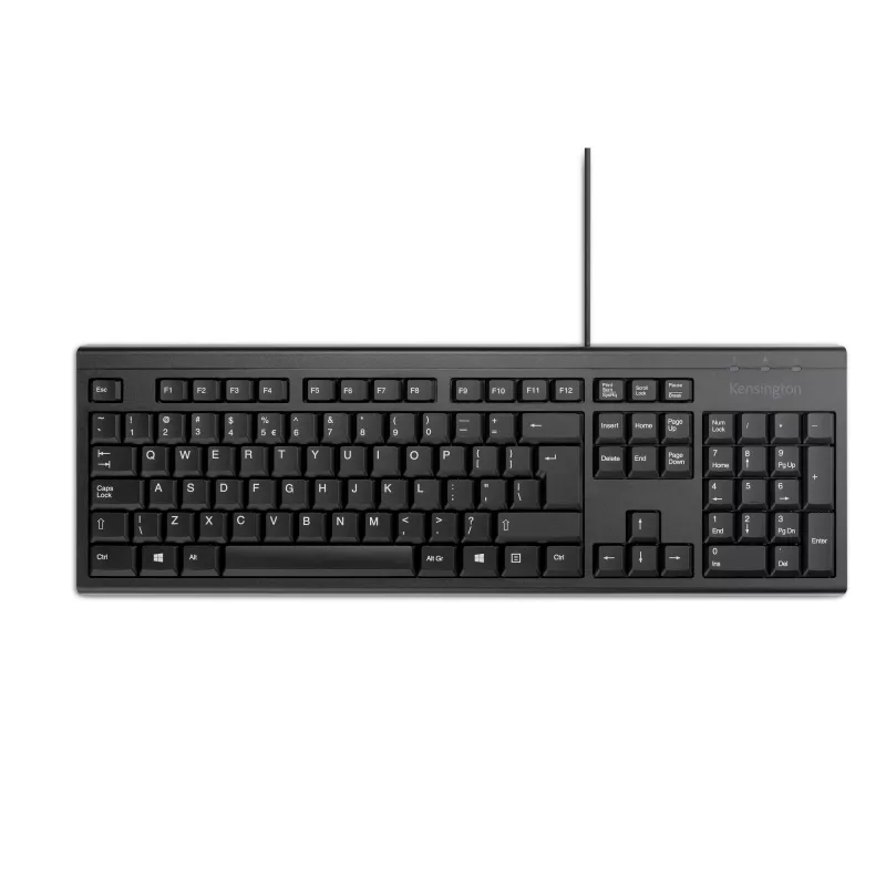 Kensington K63727WW, Full-size (100%), Kabelgebunden, USB, Membran, QWERTY, Schwarz