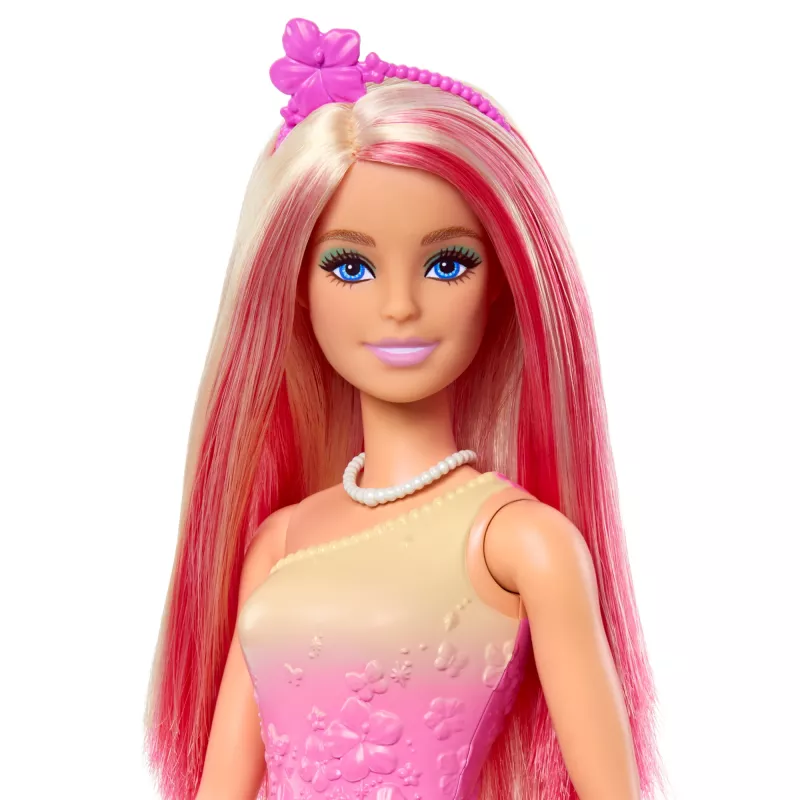 Barbie A Touch of Magic Royal Puppe mit pinkem und blondem Haar, Schmetterlingsrock und Zubehör