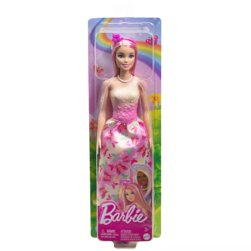 Barbie A Touch of Magic Royal Puppe mit pinkem und blondem Haar, Schmetterlingsrock und Zubehör