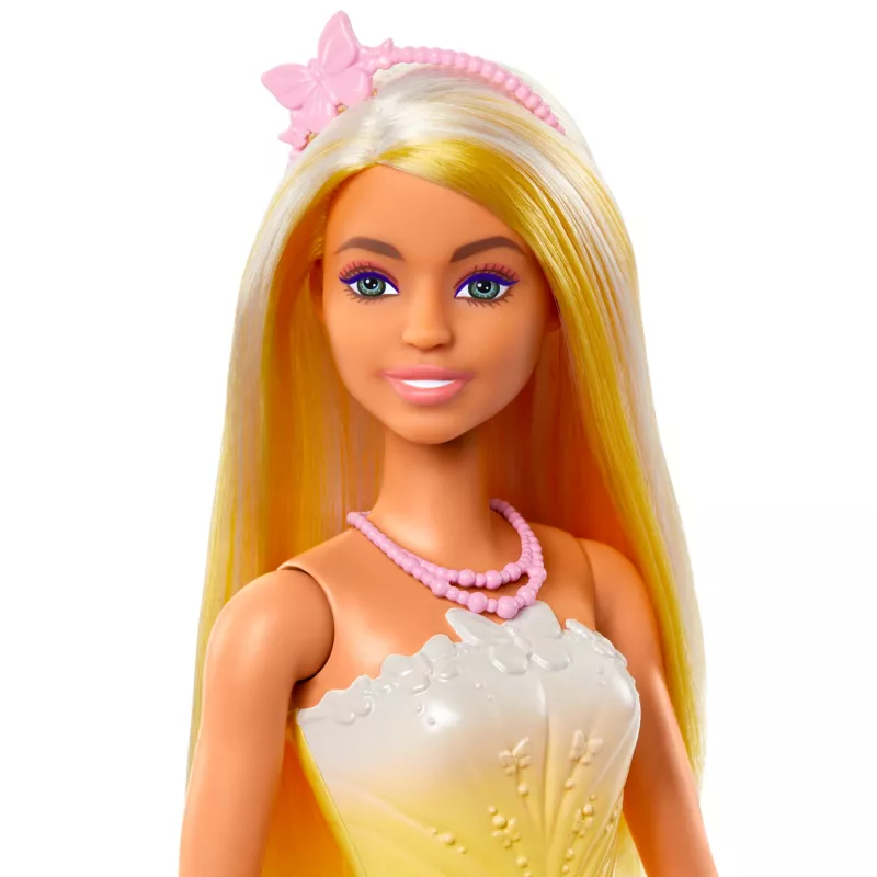 Barbie A Touch of Magic Royal-Puppe mit hell hervorgehobenem Haar, Rock mit Schmetterlingsdruck und Zubehör