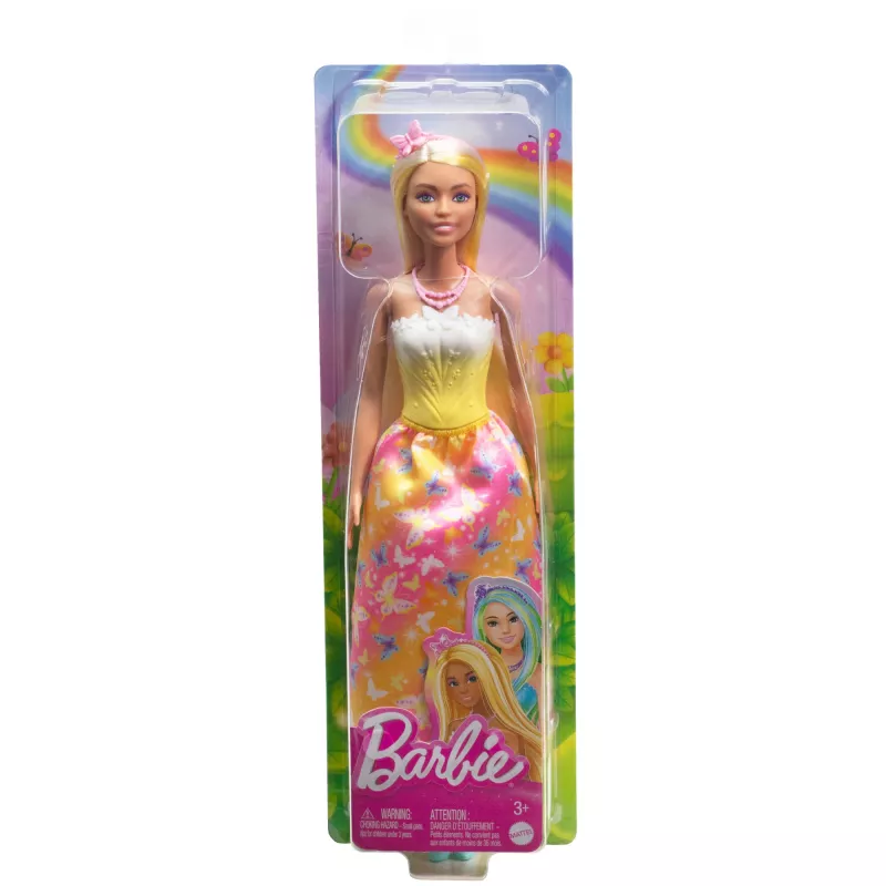 Barbie A Touch of Magic Royal-Puppe mit hell hervorgehobenem Haar, Rock mit Schmetterlingsdruck und Zubehör