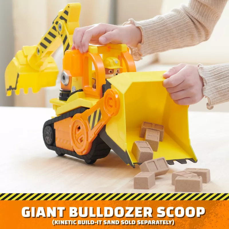 Rubble & Crew, Bark Yard Deluxe Bulldozer Baufahrzeug-Spielzeug mit Lichtern, Geräuschen & Rubble-Actionfigur, Kinderspielzeug für Jungen und Mädchen ab 3 Jahren