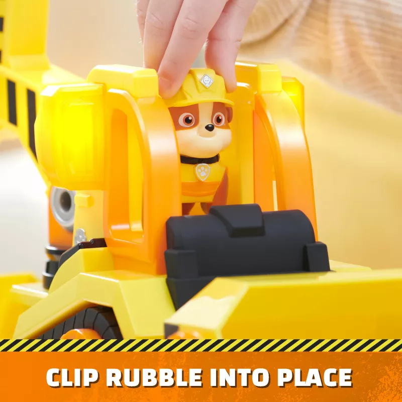 Rubble & Crew, Bark Yard Deluxe Bulldozer Baufahrzeug-Spielzeug mit Lichtern, Geräuschen & Rubble-Actionfigur, Kinderspielzeug für Jungen und Mädchen ab 3 Jahren