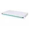 DIGITUS LWL-Spleißbox mit Schiebedeckel, 1U, bestückt mit 24x LC Duplex, inkl. M 25-Verschraubung, Spleißkassette OM3 farbige Pigtails, Adapter