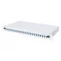 DIGITUS Glasfaser-Schiebespleißbox, 1U, bestückt mit 24x LC Duplex, inkl. M25-Schraube, Spleißkassette Singlemode OS2, farbige Pigtails