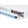 DIGITUS Glasfaser-Schiebespleißbox, 1U, bestückt mit 24x LC Duplex, inkl. M25-Schraube, Spleißkassette Singlemode OS2, farbige Pigtails