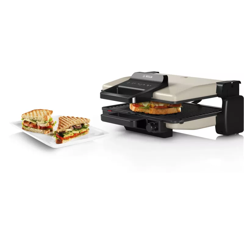 Kontaktgrill Bosch TCG3302 2000W mit 310x220 mm Keramikplatten, einstellbarem Thermostat, abnehmbaren spülmaschinenfesten Platten
