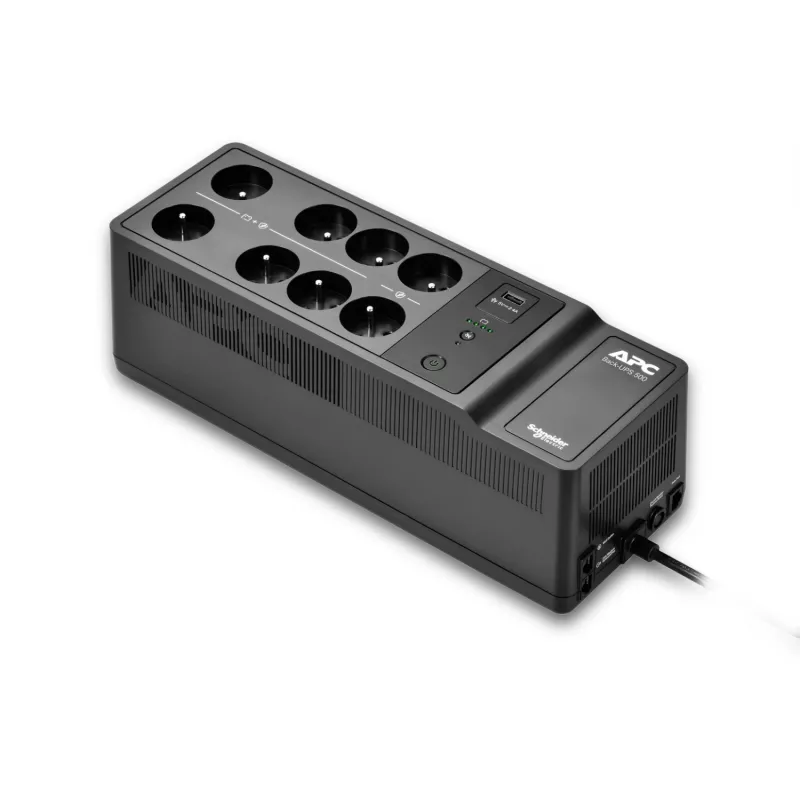 APC Back-UPS, 500VA/300W Boden-/Wandmontage, 230V, 8x französische/belgische Steckdosen, USB-Typ-A-Anschluss, benutzerwechselbare Batterie