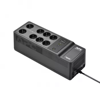 APC Back-UPS, 1050VA/600W Boden-/Wandmontage, 230V, 8x Schuko CEE 7/3 Steckdosen, USB Typ A+C Anschluss, Austauschbare Batterie