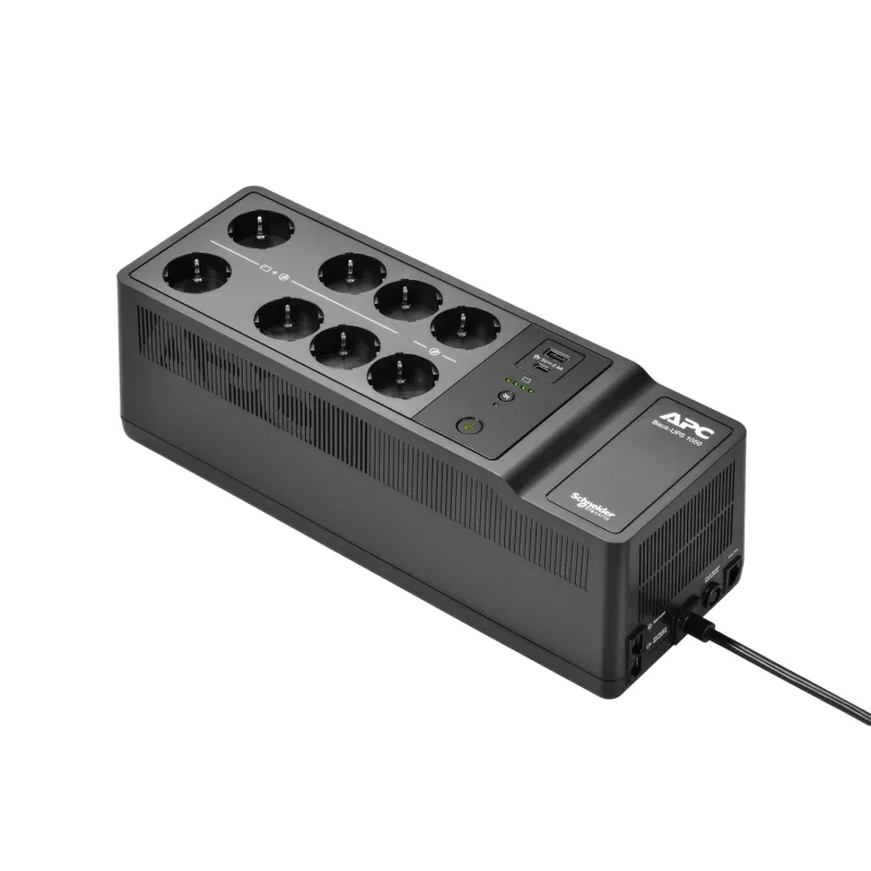 APC Back-UPS, 1050VA/600W Boden-/Wandmontage, 230V, 8x Schuko CEE 7/3 Steckdosen, USB Typ A+C Anschluss, Austauschbare Batterie