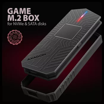 Axagon EEM2-GAM externes USB-C 10Gbps Metallgehäuse für M.2 NVMe & SATA SSDs. Schraubenlos