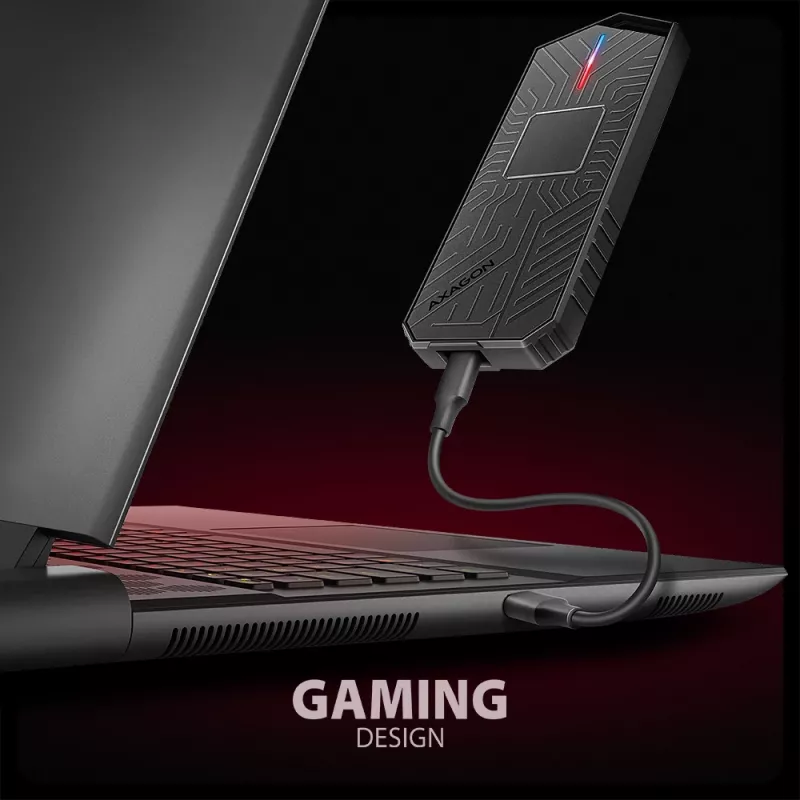 Axagon EEM2-GAM externes USB-C 10Gbps Metallgehäuse für M.2 NVMe & SATA SSDs. Schraubenlos