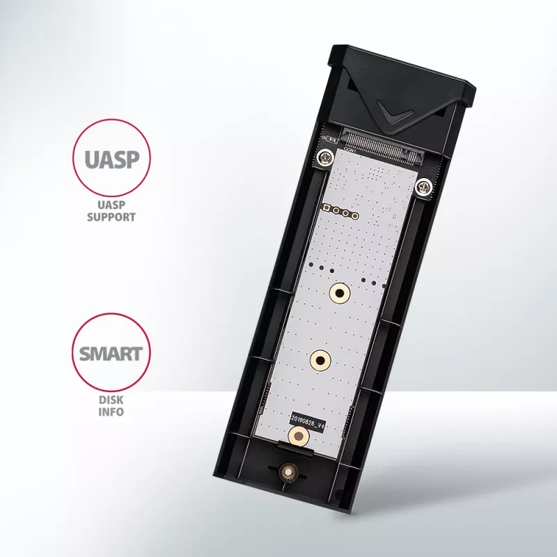Axagon EEM2-UB2 Externes USB-C 10Gbps Metallgehäuse für M.2 NVMe SSD-Laufwerke. Schwarz