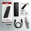 Axagon EEM2-UB2 Externes USB-C 10Gbps Metallgehäuse für M.2 NVMe SSD-Laufwerke. Schwarz